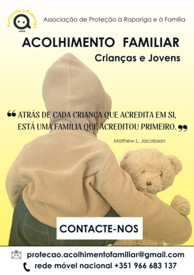 Cartaz acolhimento familiar para crianças e jovens